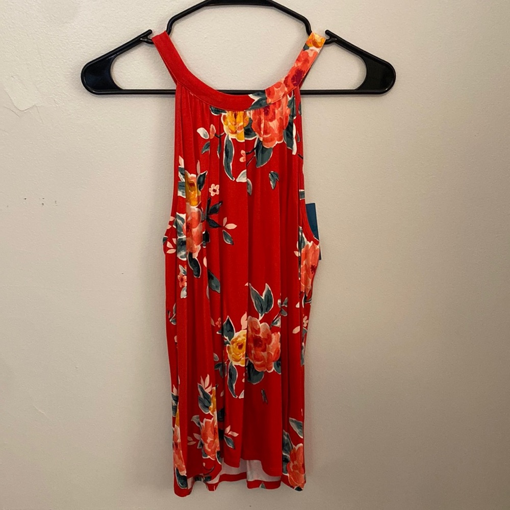 Red floral tank top